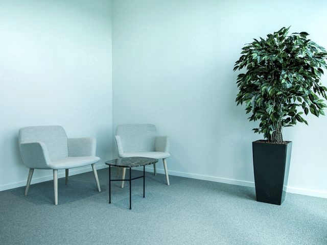 A sala de espera de um espaço de atendimento